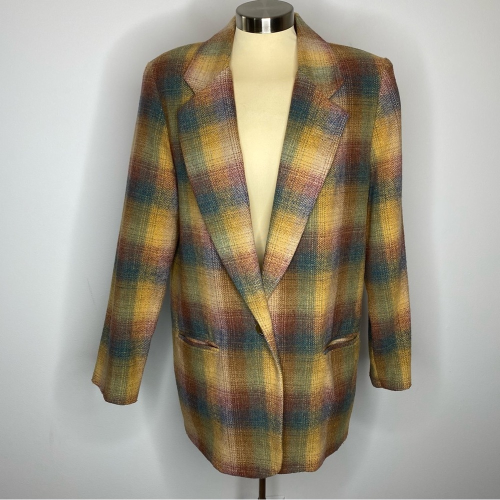 Requirements Vintage Wool Plaid Blazer Jacket